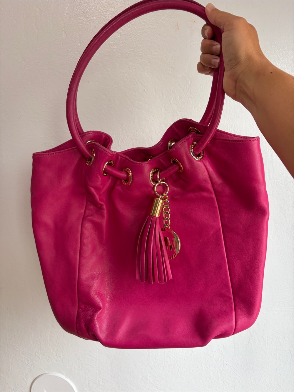 Michael Kors Hot Pink Tassel Tote Bag Purse